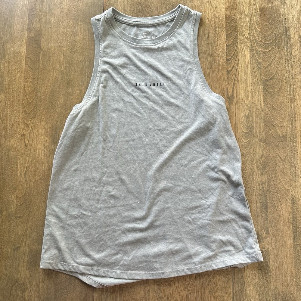 NIKE DRI-FIT Size‎ S Womens Gray Cotton Blend Crew Neck Athletic Tank Top 351